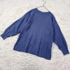 【a.v.v】✨洗える 切替ボートネックチュニックニット L 青