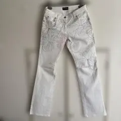 EMPORIO ARMANI ホワイト 花柄 デニムパンツ⑥のサムネイル