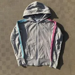 y2k 00s adidas ライン入り短丈パーカー グレーフーディーアーカイブ