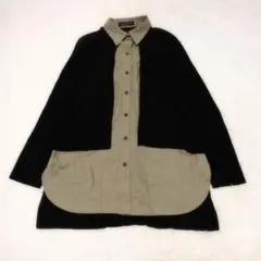 ダーマコレクション　ドッキングシャツ　ブラウス　ニット　カーキ　ブラックのサムネイル