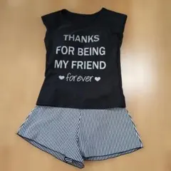 黒メッセージプリント水着セット 140