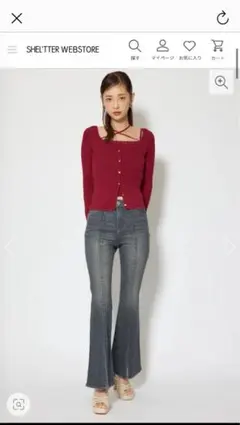 リエンダ♡レースアップハイウェストデニム