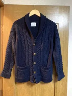 Urban Research ケーブル編みニットカーディガン ネイビー メンズM