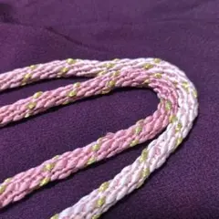 【未使用・正絹】帯締め ピンク 金糸 和装小物 着物 房