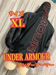 UNDER ARMOUR フードジャケット　スポーツ　カモフラ　刺繍ロゴ　XL