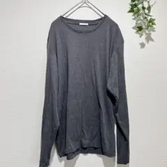 【ジーユー】ソフトコットンクルーネックT（長袖）グレー　メンズ　Mサイズ