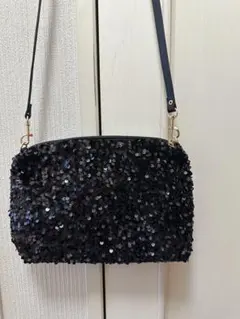 未使用品　ブラック スパンコール パーティーバッグ