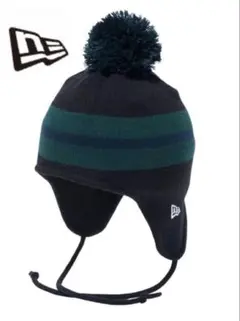 New Era ポンポン付きニット帽 黒・緑