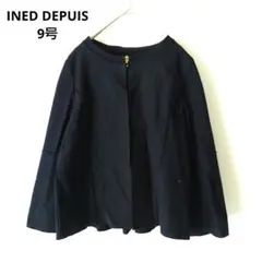INED DEPUIS ノーカラージャケット パイピング 紺 9号 日本製