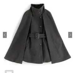 ベルト付きハイネックケープスコート[ze749]