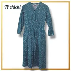 美品 テチチ 花柄ワンピース リバティプリント ターコイズ サイドポケット F