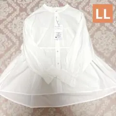 season reason ブラウス　長袖　しまむら　白　ホワイト　シャツ　LL