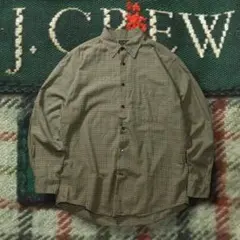 巨人タグ J.CREW 90s 長袖シャツ チェック柄 カーキ グッドレギュラー