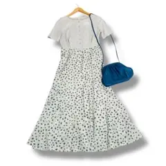 ナチュラルビューティーベーシック 半袖切替ワンピース グレージュ