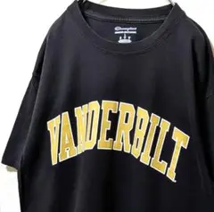 チャンピオン ヴァンダービルト ロゴ Tシャツ ブラック 黒 L 古着