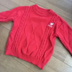 赤　ハートニット