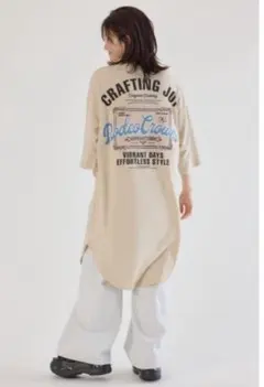 RODEO CROWNSコール＆デニムパッチワンピース ベージュ