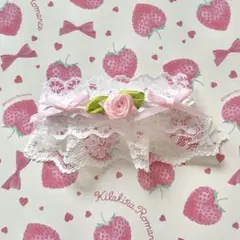 バレッタ　リボン　薔薇　スイーツデコ　ホイップ　フリル　レース　ハンドメイドのサムネイル