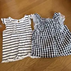 ストライプとチェックのノースリーブ２点セット120cm