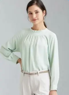 green label relaxingスタンド ギャザー ブラウス