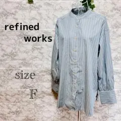 【g71】【リファインドワークス】ストライプバルーン袖シャツ　ゆったり【F】