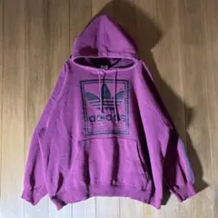 【短丈/鬼フェード】90s アディダス カナダ製 パーカー ナス紺 ボックスロゴ