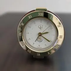 23日迄値引！24K金メッキ 　クイーンエリザベス2 丸型置時計