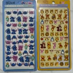 スティッチ　プーさん　ボンボンドロップシール　ミニ　2枚セット