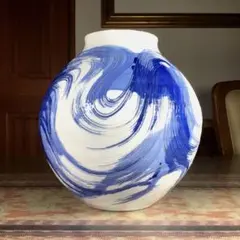 A1072-2/有田焼/日展作家/草場正人（正染）造/染付花瓶/花器/花入/ A1072-2/有田焼/日展作家/草場正人（正染）造/染付花瓶/花器/花入/