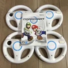 任天堂　Wii WiiU ハンドル　マリオカート　ホワイト　4個セット　ソフト付
