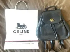 CELINE セリーヌ レザー リュック ブラックのサムネイル