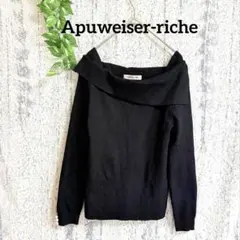 【Apuweiser-riche】 パール 長袖ニットセーター ブラック