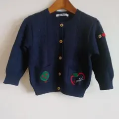 ファミリア刺繍付きネイビーのカーディガン色褪せなし！