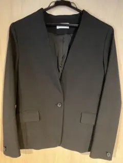 PLST プラステ　ブラッシュドバックカラーレスジャケット ノーカラー