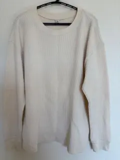 【ユニクロ】ワッフルクルーネックT（長袖）ホワイト Mサイズ