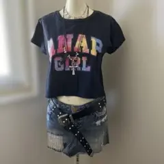 ANAPGIRL半袖Tシャツブラック黒Y2kダークコアグランジ平成ギャル00sのサムネイル