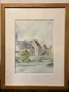 水彩画 風景画 木製フレーム付き - メルカリ