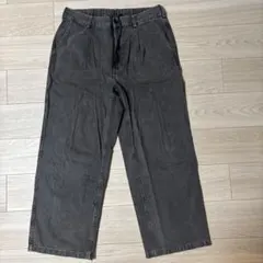 GU ダークグレー デニム ワイドパンツ