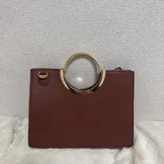 セシルマクビー ブラウン リングハンドル ハンドバッグ