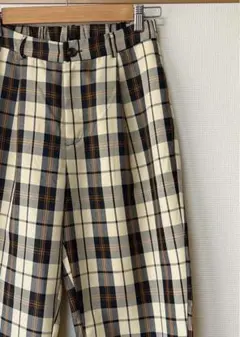 COQULE タック入りチェックパンツ　フリー