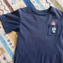 【美品】ユニクロ　キッズ　ドラえもん　Tシャツ　半袖　紺　130
