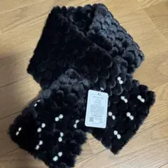 ブラック パール装飾 マフラー ハート