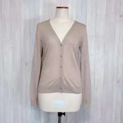 【ユニクロ】長袖 薄手カーディガン 羽織り Vネック シンプル 無地 ベージュ