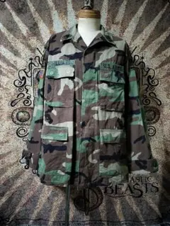 US古着 BDU ウッドランドカモ　リップストップ　ミリタリージャケット　米軍のサムネイル
