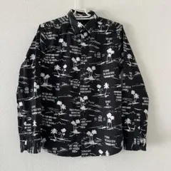 【HARE】 ハレ 総柄プリントシャツ 長袖 メンズ ブラック S