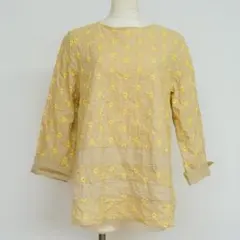 Golden Bear花柄刺繍 イエローチュニックコットン100%A-8.46