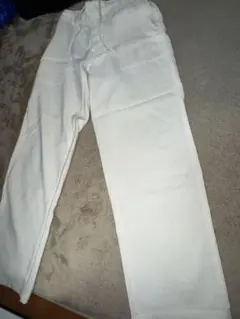 ホワイトワイドパンツ コットン混合 メンズSサイズ
