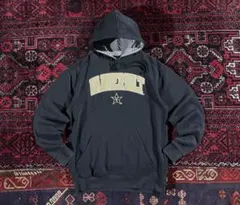 USA古着 カレッジロゴ プルオーバー パーカー ブラック M