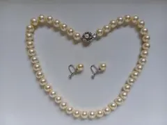 【美品】パールネックレスとイヤリングセット 44cm