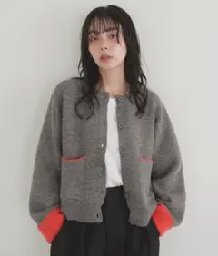 バイカラーカーディガン